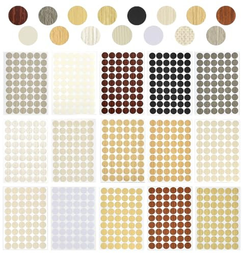 DECARETA 810 PCS Cache Vis Adhesif en PVC 21mm Cache Trou Meuble Bois Cache Vis Adhésif Bois Cache Trou Meuble Autocollant Cache-Vis Autocollant pour Meuble Cache Vis Autocollant Bois pour Armoire