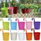 Wensmy 10Pcs Metal Iron Flower Pot Vase Hanging Balcony Fence Planters with Hooks Garden Hanging Flower Holder with Drainage Hole for Railing Fence Balcony (10Pcs Multiple colored)