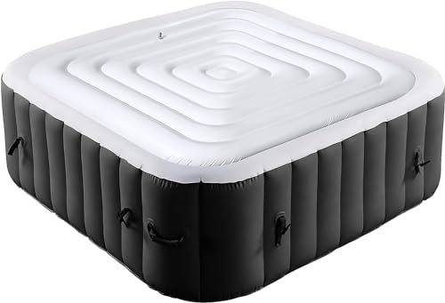 Cubierta inflable para bañera de hidromasaje de 162 cm, tapa de ahorro de energía para bañera de hidromasaje cuadrada, cubierta protectora plegable para jacuzzis inflables al aire libre