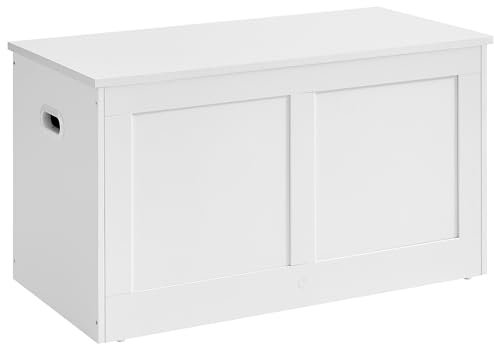 VASAGLE Storage Chest, Storage Bench, Blanket Box with 2 Safety Hinges, Shoe Storage Bench, Barn Style, 40 x 80 x 46.5 cm, for Hallway, Bedroom, Living Room, Matte White LSB064W01