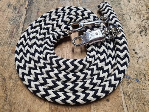 Jumbo Führstrick mit Panikhaken Silber, schwarz Natur, 2m