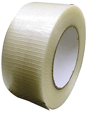 1 x starkes Kreuzgewebe, verstärktes Klebeband, transparent, bidirektionales Filament-Umreifungsband, Fiberglas-verstärktes Band, Umreifungsband, 5,1 cm, Filament, strapazierfähig