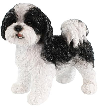 colourliving Hunde Figur Shih Tzu Welpe sitzend und stehend Hund Tierfigur lebensecht wirkende Hundefiguren (stehend schwarz)