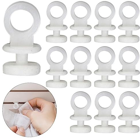 Ansodo Vorhangschienengleiter, Kunststoff, Weiß, Vorhanghaken, müheloses Gleiten, Vorhangschienen-Gleithaken, Rollen für Fenster, Tür, Duschvorhänge, 100 Stück
