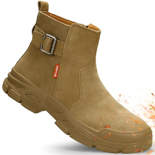 LAoutun Steel Toe Cap Boots Mens Work Boots CE Certified Safety Shoes Lightweight Welder Boot Comfy Protective Safety Trainers Industrial Construction Work Shoes