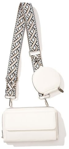 Valleycomfy Handytasche zum Umhängen Damen Klein Handytasche PU Leder Crossbody Bag Damen Bags mit Geldbörse, Verstellbarem Schultergurt (Beige)