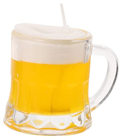 Vaguelly Mini Bierglas Kerze Duftkerze Aus Wachs Perfekt FüR Heimbar Geburtstagsgeschenk Dekoration Bierliebhaber Aromatherapie Fruchtiger Duft Einzigartige Geschenkidee, Gelb, 7x6.5x5.5cm