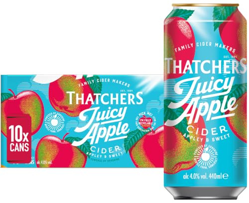 Thatchers Juicy Apple Cider, 10 x 440ml Cans | Family Cider Makers, Crafted in Somerset, Sweet & Crisp, Gluten Free, Suitable for Vegans, Vegetarians & Coeliacs