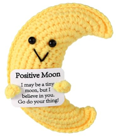 lasuroa Luna Positiva, Luna All'Uncinetto Supporto Emotivo Uncinetto Positivo Bambola Positiva Lavorata a Maglia per la Decorazione delle Feste Regalo Incoraggiante