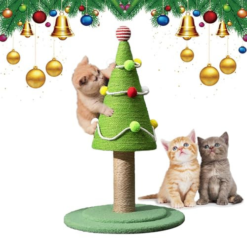 Rascador para gatos árbol de navidad,rascador para gatos árbol de navidad - estación de rascado para gatos de dibujos animados,herramienta de relajación de sisal natural para gatos, juguete de