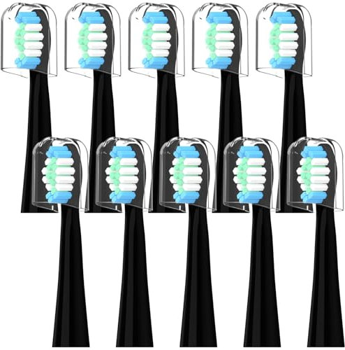 10 Stück Kompatibel mit Oral-B Pulsonic Elektrische Zahnbürste Schallzahnbürste Ersatz Zahnbürste Köpfe, für Oral-B Pulsonic Aufsteckbürsten, Mit Staubabdeckung, Schwarz
