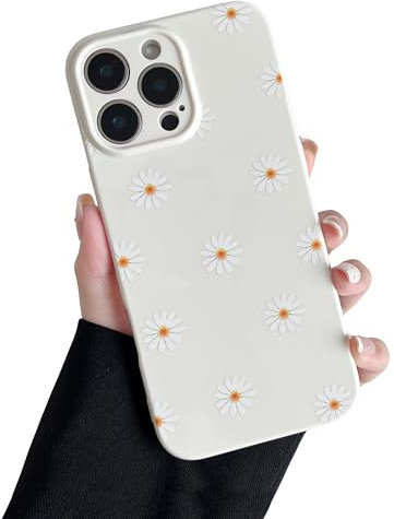 ZTOFERA Hülle für iPhone 13 Pro Max, Niedliche Gänseblümchen Blume Floral Muster Weiche Silikon Handyhülle, Schlanke Leichte Stoßdämpfende Schutzhülle für iPhone 13 Pro Max 6,7- Beige Gänseblümchen