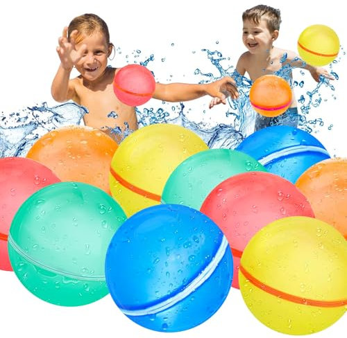 Funnity Wasserbomben Wiederverwendbar 10 Stück, Magnetische Wasserbomben, Outdoor Wasserspielzeug im Sommer für Party, Wasserpark