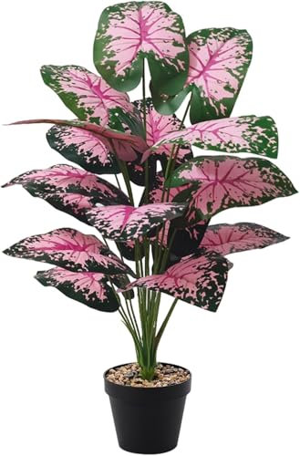 YJWZ Artificial Plants Indoor Tall,72cm Tall Large Areca Faux Taro Tree in Pot Artificial Plant Tropical Hawaii Green Fake Plant for Bedroom Office Garden Wedding Party Deco