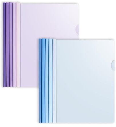 10 A4 cubierta de informe, camisas con cremallera, cubiertas de encuadernación de plástico, carpetas de clasificación, cubiertas de informe A4 con clip, púrpura y azul