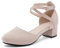 OALEEN Escarpins Sandales Femme Eté Petit Talon Carré Bride Cheville Croisée Bout Rond Confort Chaussure Soirée Mariage Beige 35