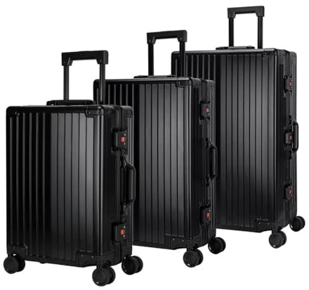 Aluminium Reisekoffer Black HEUER Stripe Hartschalenkoffer Suitcase Trolley Luggage (S)