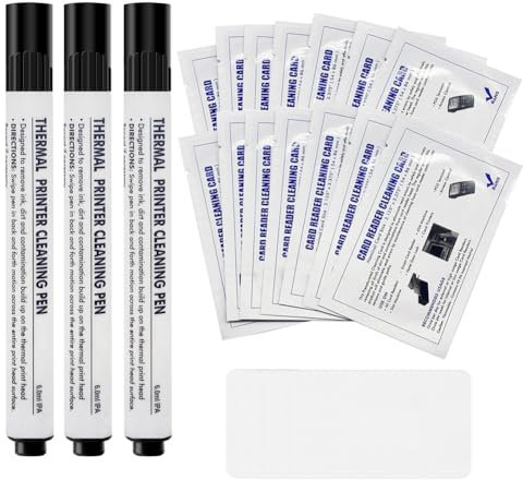 Ujjdwiurgh Kit de Limpieza para Impresora de Tarjetas, Limpiador de Lector de Tarjetas de CréDito, 3 BolíGrafos de Limpieza para Impresora y 20 Tarjetas de Limpieza CR80