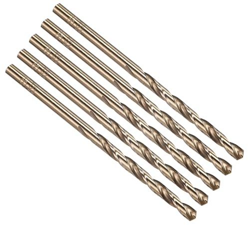 PATIKIL 3.5mm Drill Bit #29 4341 High-Speed Steel for Thin Metal 5 Pack | Micro Number Small Bits 135° Gold for Soft Thin Metal Steel Wood Acrylic