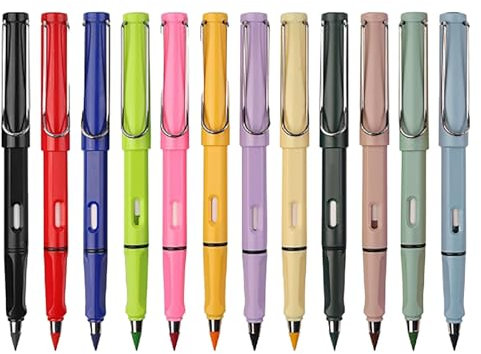 Generisch Swyvi Buntstifte,3d Druck Stift Bleistifte Mit Radiergummi Eingebautem Radiergummi Austauschbaren Spitzen Klares und flüssiges Schreiben(Blau, Silber, Gold,Weiß)
