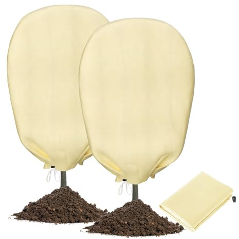 PATWING Voile Hivernage Plante Exterieur 80g/㎡ Anti-Gel,190x220cm 2PC | Protection Anti-Gel, Avec Fermeture Éclair Et Cordon, Respirant, Réutilisable, Pour Plantes En Pot, Olivier Et Palmiers