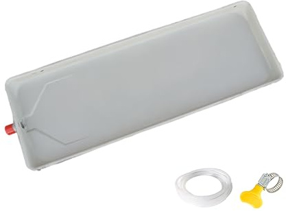 Bac de Récupération Des Condensats en Fer Galvanisé pour Unités Intérieures et Extérieures, Anti-fuite Bac Condensat Clim avec Tuyau(201x24x3cm/79x9x1.2inch)