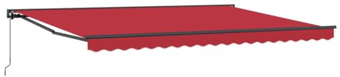 vidaXL Retractable Awning Manual Red 450x300 cm Fabric, Contemporary Retractable Awning, Water-Resistant Materials for Patio Cover, UV Protective Sun Shade, Outdoor Canopy Solutions