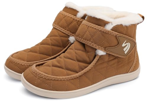 Spesoul Wide Snow Boots for Women Waterproof Barefoot Boots Fuzzy Winter Shoes Slip On Ankle Booties for Outdoor Walking 7 Wide