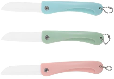 GALPADA Coltello Ceramica Cucina per Frutta, 3 Pezzi, Lama in Ceramica e Pp, Non Arrugginisce, per Casa e Campeggio Colore Casuale