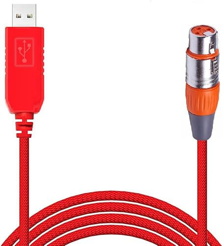 Feanteek Adaptateur USB vers DMX RS485 Convertisseur XLR 3 broches femelle DMX512 Freestyler Logiciel Câble de commande variateur avec puce FT232RL compatible avec Win10 Mac OS (3 mètres)
