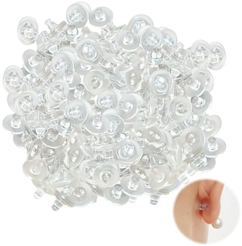 100 Stück Ohrstecker Verschluss Silikon Transparent 11mm Ohrring Stopper | Weiche Sicherheitsrückseite für Schmuck, Basteln Ersatz Verschlüsse, Damen Herren Zubehörteil, Ohrsteckerteil