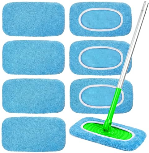 Yikki 8 paños de Microfibra Lavables para mopas Swiffer | paños reutilizables para uso en seco y húmedo para la limpieza de suelos duros con Swiffer