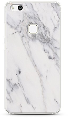 Handyhülle Für Huawei P10 Lite Marmor Weiss - Hülle - Transparente Schutzhülle mit Motiv - TPU Silikon Hülle - Case - Cover - Schale - Backcover - Bumper - Handytasche mit Muster (Marmor Weiss)
