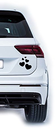 MacDecal.de Herz Sticker Set Auto Car Wandtattoo Wandaufkleber Sticker Aufkleber Wand (Schwarz)