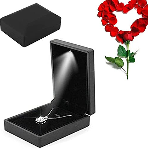 Salmue Jewellery Gift Box with LED Light, Necklace Bracelet Rings Pendant Storage Case for Wedding Proposal, Engagement, Valentine's Day, Favors, Birthdays, Charms (Pendant)