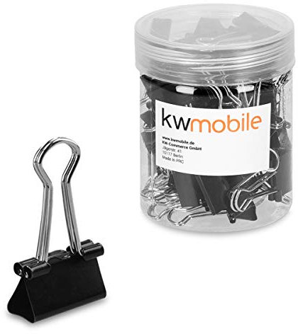 kwmobile 50x Foldback Klammern Set - 50x 19mm - Vielzweckklammer Büro Dokumenten Clips - Metall Maul Klammer Klemmen in Schwarz