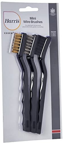 Harris Essentials Mini Wire Brush 3 Pack, Nylon, Steel & Brass
