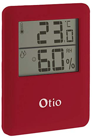 Thermomètre hygromètre magnétique bordeaux - écran LCD - Otio