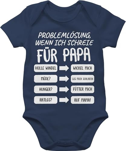 Shirtracer - Baby Body Kurzarm - Geschenk zum Vatertag - Problemlösung wenn ich schreie für Papa weiß