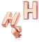 Clou d Oreille Lettre H Or Rose Femme Petit Boucles d'Oreilles Fille Argent 925 Sterling Alphabet Mignon Bijoux Cadeau Soeur Copine BFF Meilleur Amie