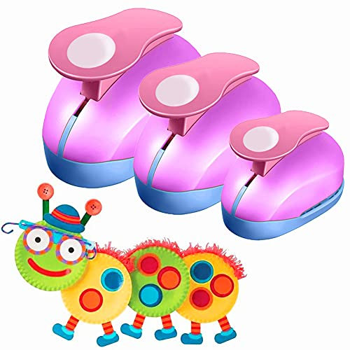 VSREI Perforatrice de Papier Creative, Ronde Cercle Poinçon Fait Main Trou Fantaisie pour Projets DIY, Scrapbooking Création de Cartes (Forme Ronde) -Lot de 3 Taille 9MM 15MM 23MM -Couleur Aléatoire