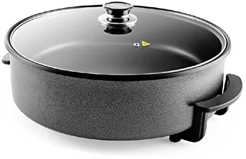 Olla eléctrica 1500W. Cocina fácil, ideal para freír, guisar, asar, cocinar paellas, tortillas y pizzas. 40 cm diámetro. Fondo 9cm.