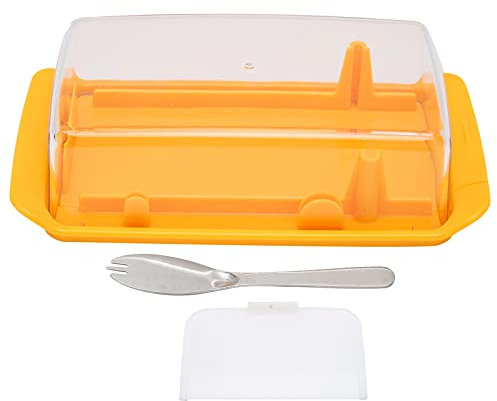 Boîte de coupe de beurre, boîte de rangement de beurre rectangulaire 2 en 1 beurrier avec couvercle et couteau à beurre,Conteneur de Beurre pour la cuisine de restaurant à domicile(Jaune)