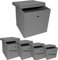 A406 4x Foldable Storage Boxes with Lid Storage Basket with Lid Fabric Cubes with Handles Collapsible Fabric Organiser Clothes Storage Box (Large- 30x30x30cm, Grey)