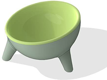 Cat Bowls Tilted 15° with Stand,Elevated Raised Kittens Food Water Dishes Inclined Angle Cat Feeder,Green