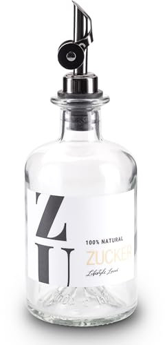 Lifestyle Lover Sucrier en verre - 350 ml - Doseur en acier inoxydable - Idéal pour le sucre blanc et marron (ZU-ZUCKER)