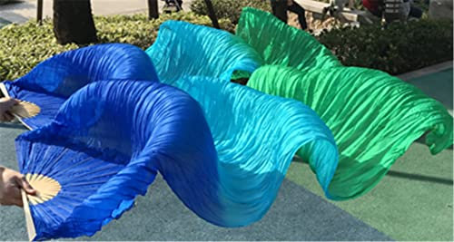 Schleier aus 100 % Seide, handgefertigt, für Damen, hochwertig, Bauchtanz, Tanz, Königsblau + Türkis + grüne Figur XXL