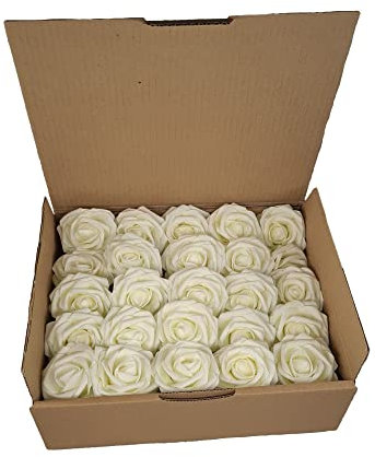 STEFANAZZI 25 pezzi Rose Artificiali, Fiori Artificiali finti Schiuma bomboniere Rose Finte per DIY Matrimonio Mazzo Nuziale Festa Casa Decorazioni segnaposto da interno