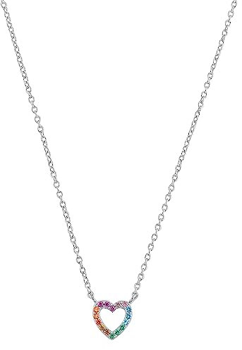 s.Oliver Collier 925 Sterling Silber Mädchen Kinder Halsschmuck, mit Zirkonia synth., 37+3 cm, Silber, Herz, Kommt in Schmuck Geschenk Box, 2034169