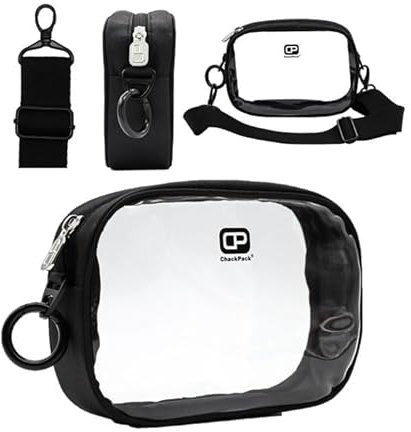 ChackPack Business kleine transparente Kosmetiktasche mit Aufhängung, Kulturbeutel mit Schultergurt, Unisex Reisetasche für Make-up, Medikamente, Handgepäck & Reise-Check-in Tasche für den Durchblick!